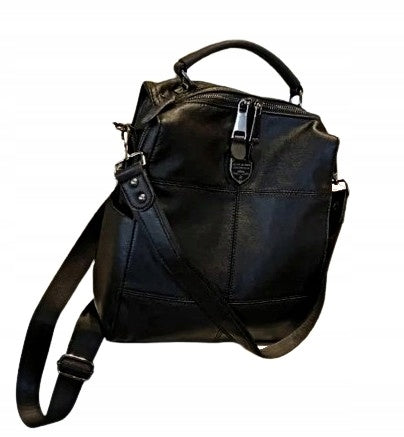 BACKPACK leather bag retro VINTAGE men's women's shoulder black (T122) Brand K&M