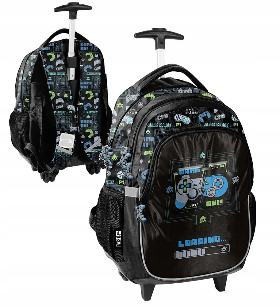 BACKPACK school satchel on wheels Game On Joystick Pad Logo 3D