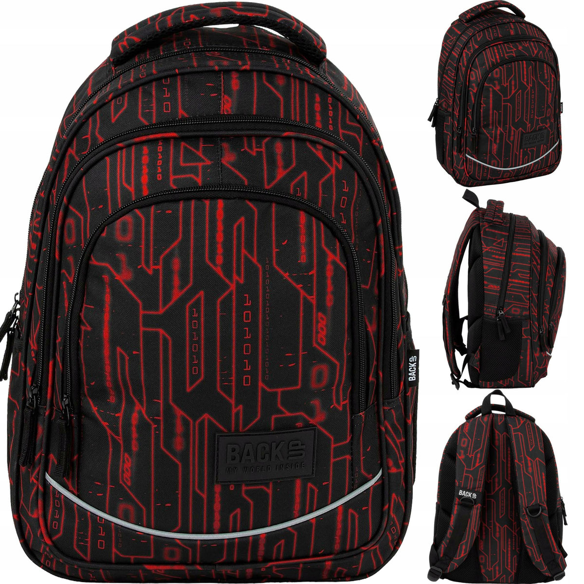 BACKUP YOUTH SCHOOL BACKPACK FOR BOY FIGURE BLACK RED 3D