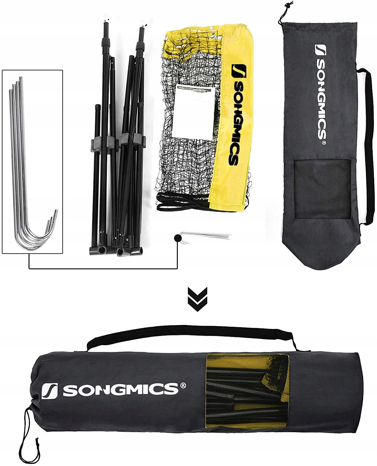 BADMINTON NET ADJUSTABLE HEIGHT SET BABINGTON 4M BAG CHILDREN Brand Songmics