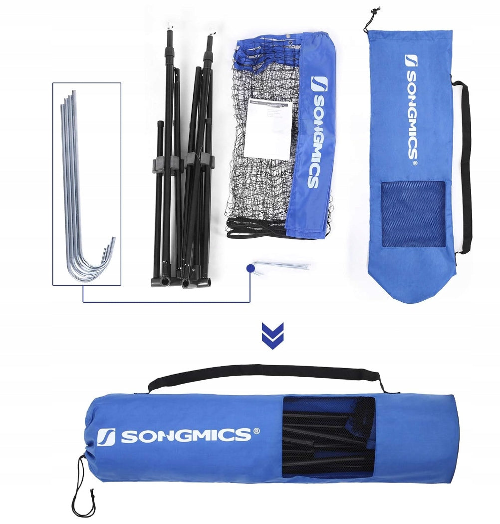 BADMINTON NET ADJUSTABLE HEIGHT SET BADMINTON 4M TENNIS + FREEBIE Color blue