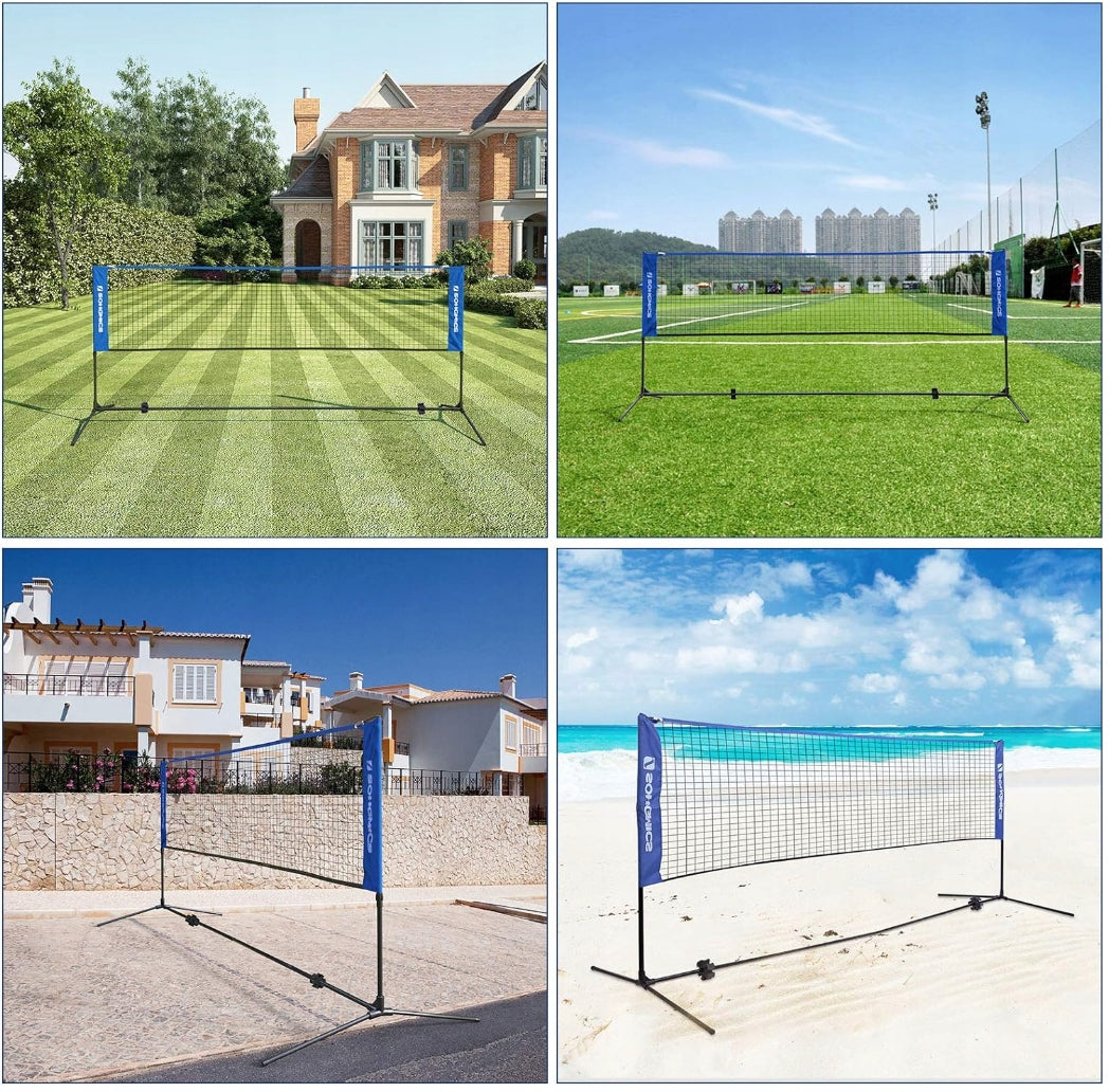 BADMINTON NET ADJUSTABLE HEIGHT SET BADMINTON 4M TENNIS + FREEBIE Manufacturer code SIATKA SPORTOWA 4M BADMINTON SIATKÓWKA NIEBIE