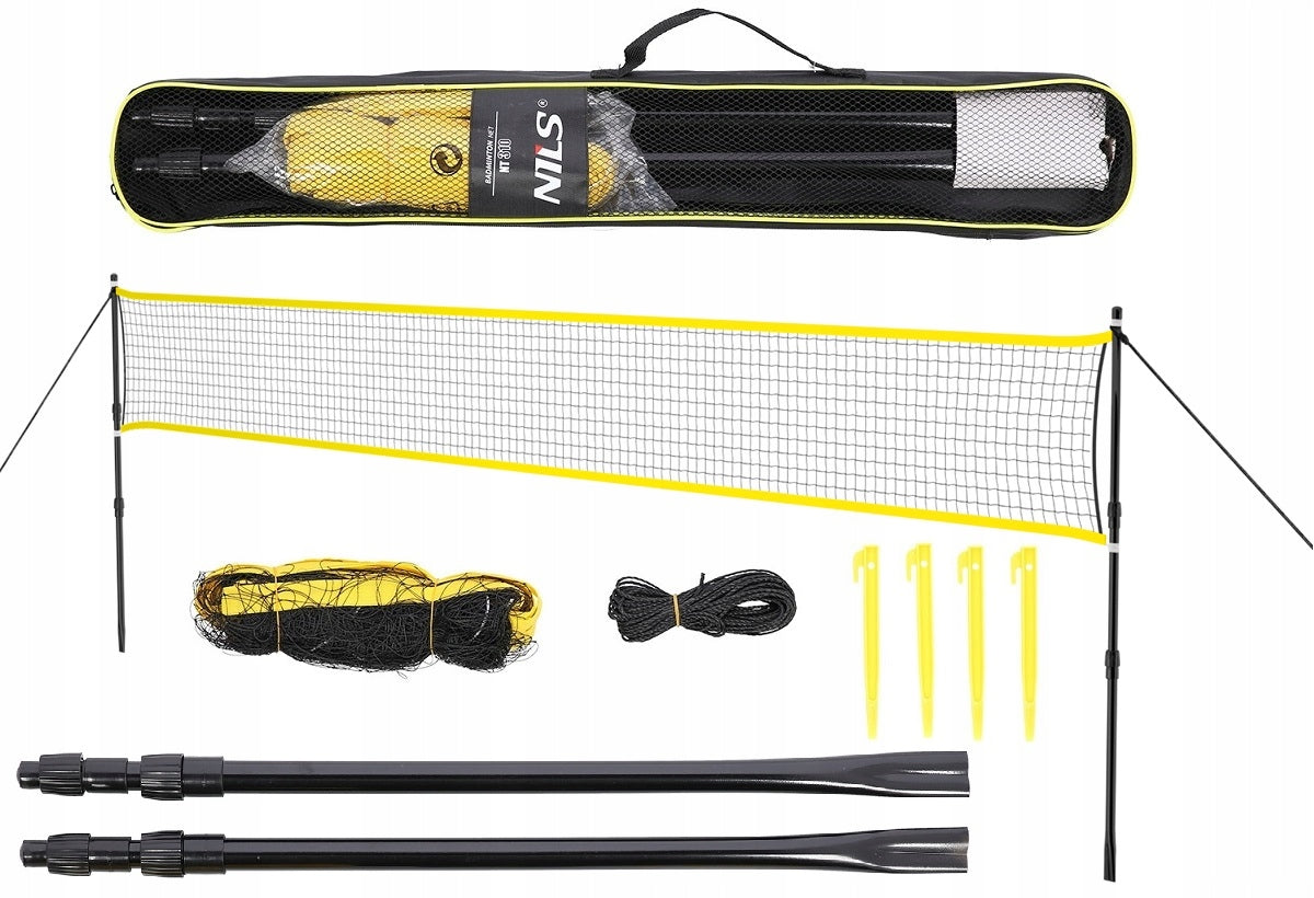 BADMINTON NET +POSTS ADJUSTABLE TELESCOPIC STEEL NILS 600 x 60cm