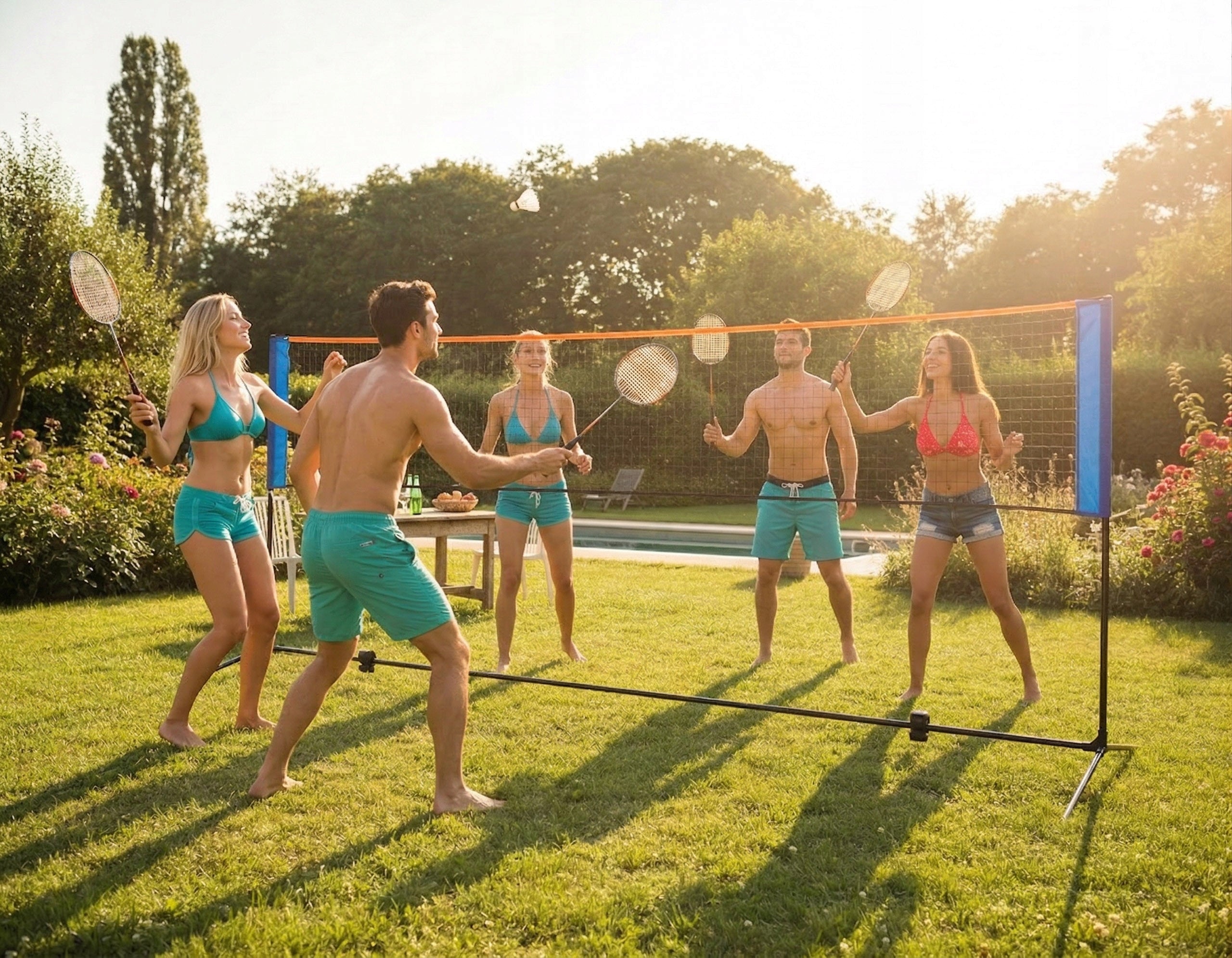 BADMINTON NET VOLLEYBALL TENNIS GAME PORTABLE ADJUSTABLE FRAME 3 m Packaging status original