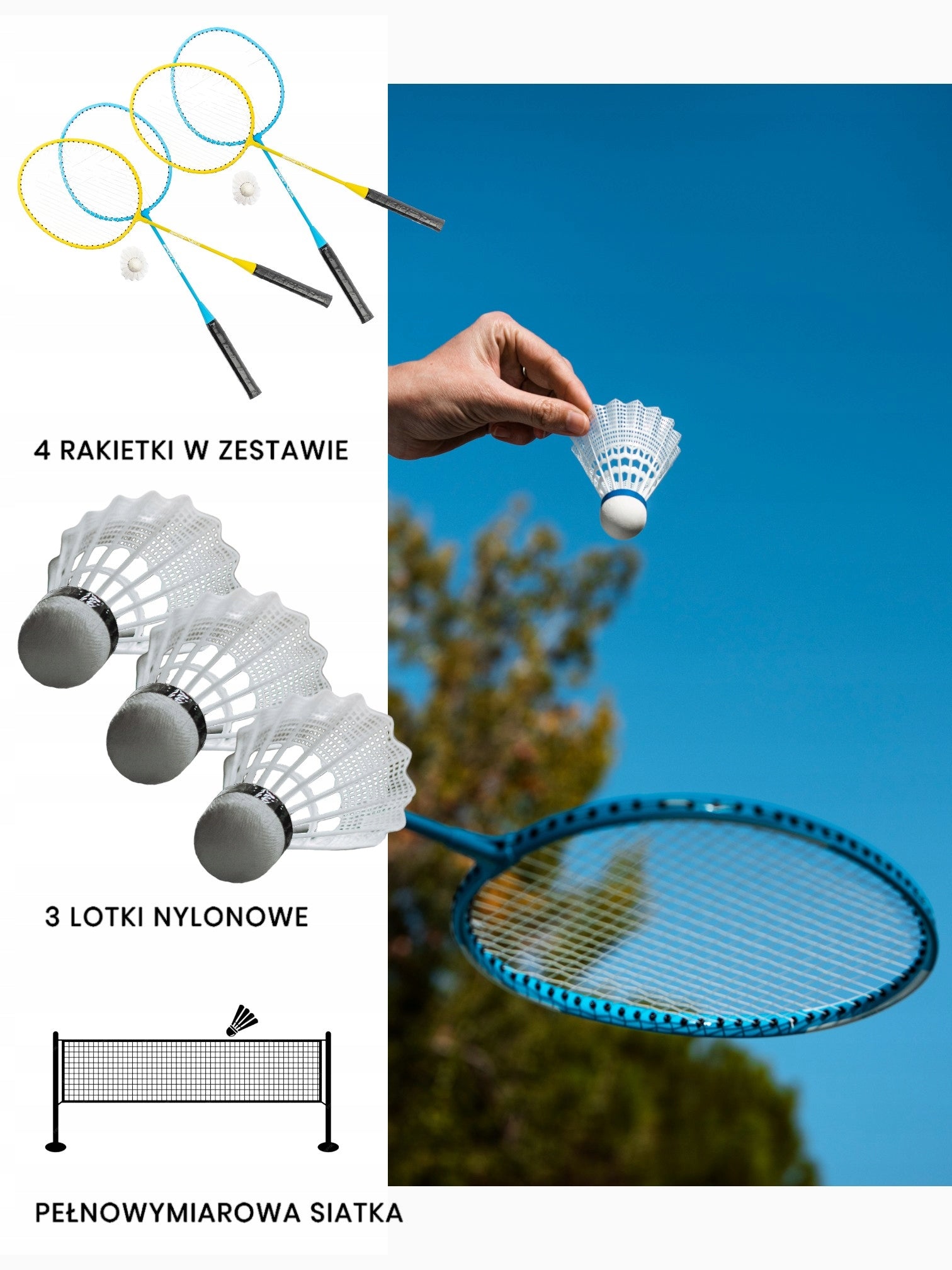 BADMINTON SET 4 RACKETS 3 DARTS NET SPORTVIDA Color multicolor
