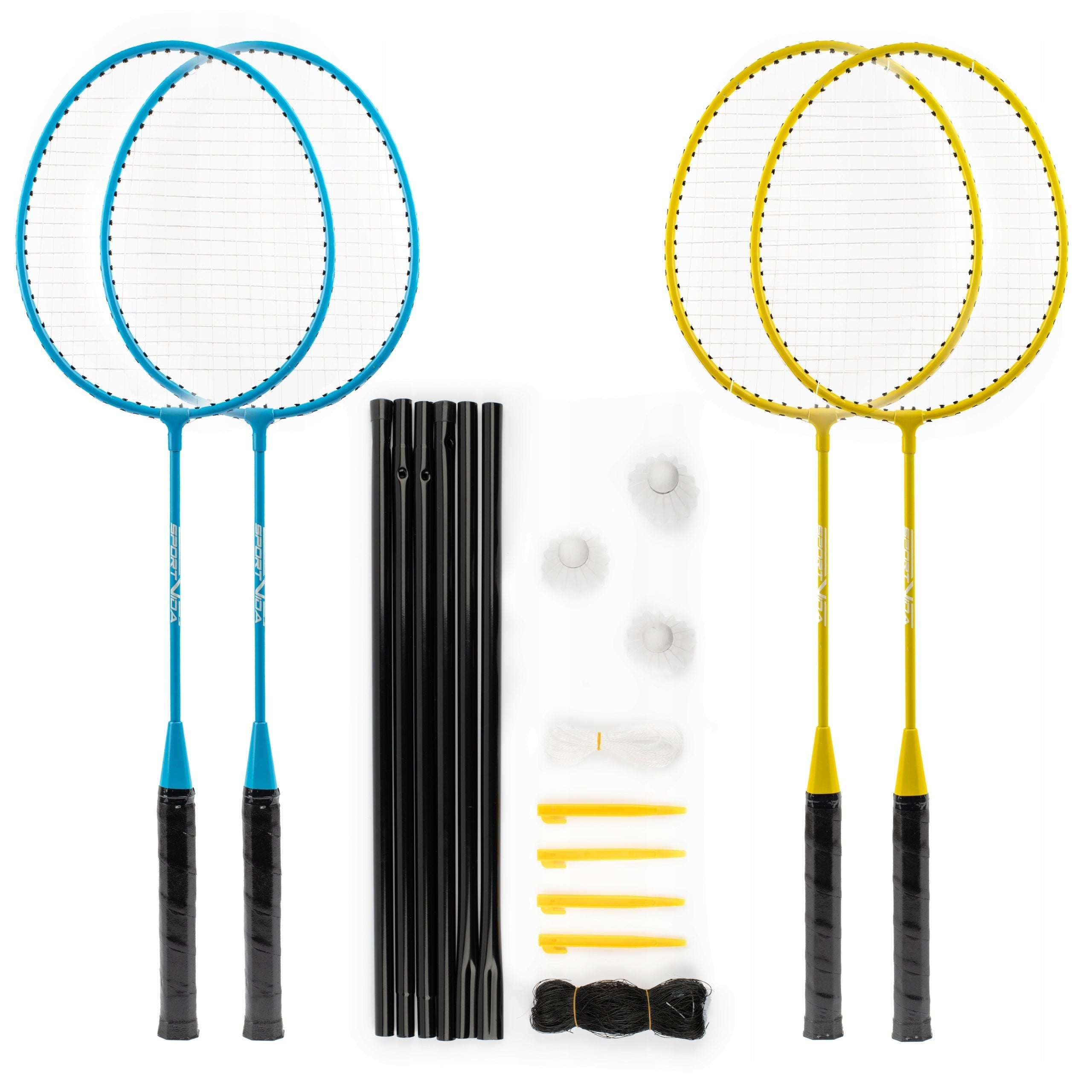 BADMINTON SET 4 RACKETS 3 DARTS NET SPORTVIDA EAN (GTIN) 5903949201567