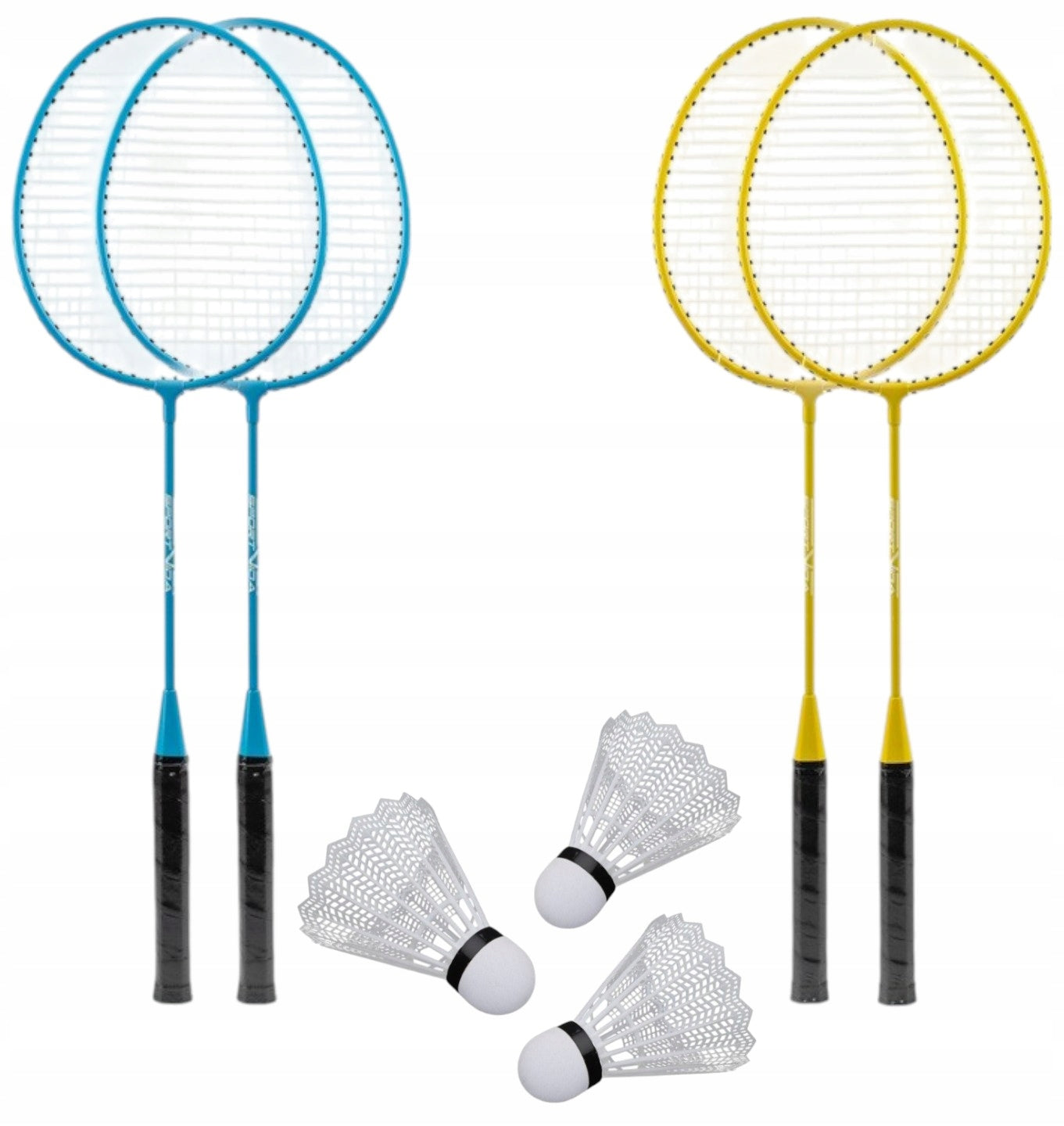 BADMINTON SET 4 RACKETS 3 SHUTTLECOCKS COVER SPORTVIDA Manufacturer code SV-SE0008
