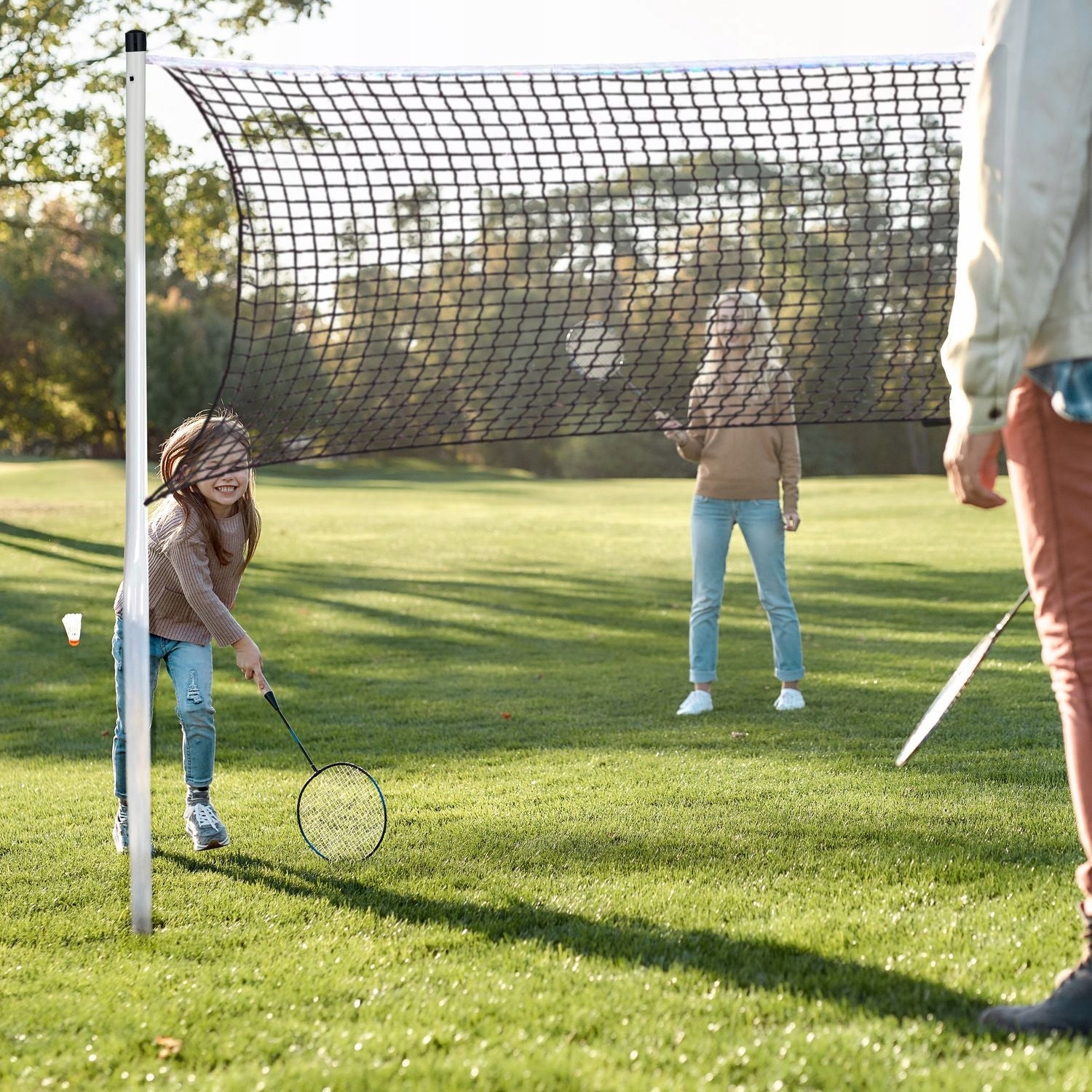 BADMINTON SET 4 RACKETS + NET + 2 SHUTTLECOCKS OUTTEC Brand Outtec