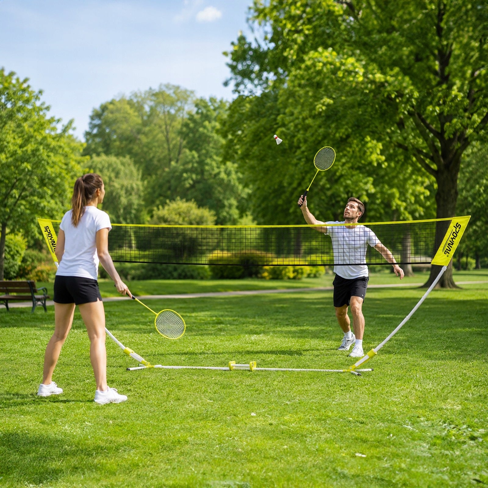 BADMINTON SET NET 335 CM 2 RACKETS SHUTTLECOCKS LINKS BAG SET Brand no brand