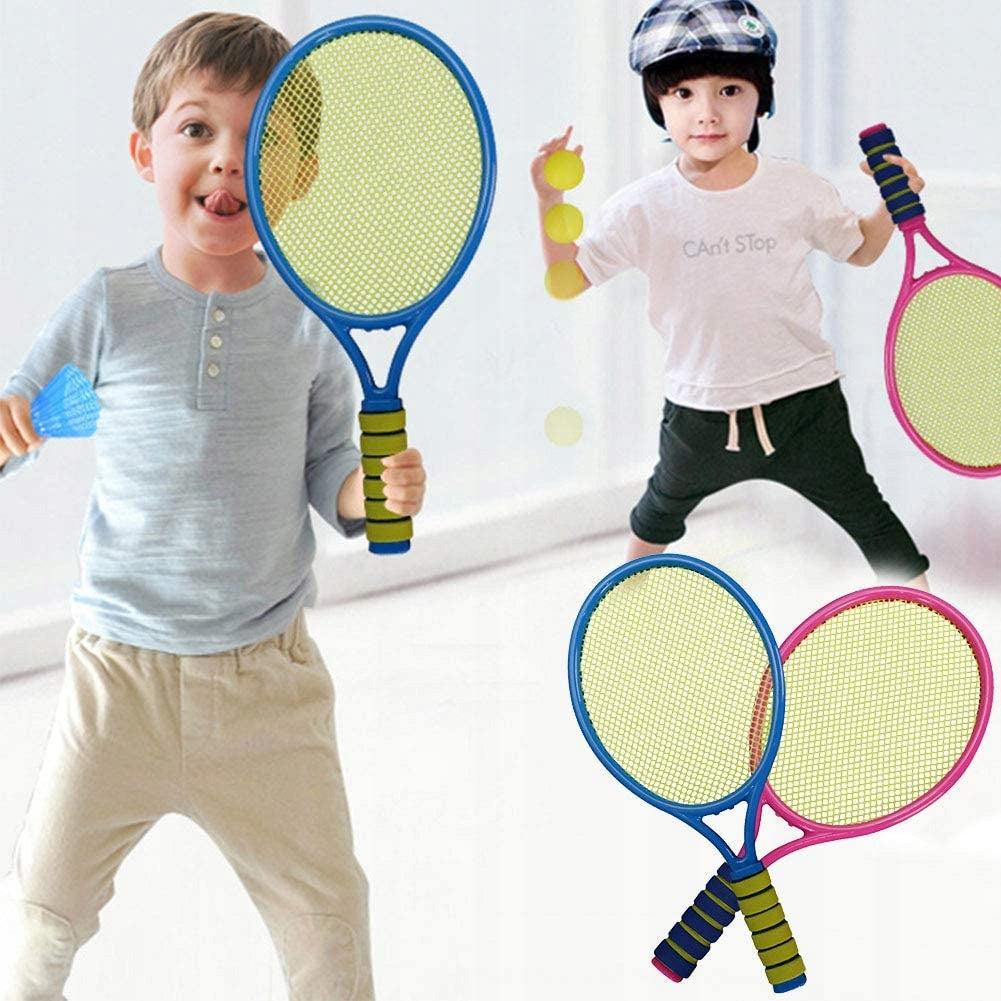 BADMINTON TENNIS SET RACKETS SHUTTLECOCK BEACH BALL FOR KIDS Model Rakietki