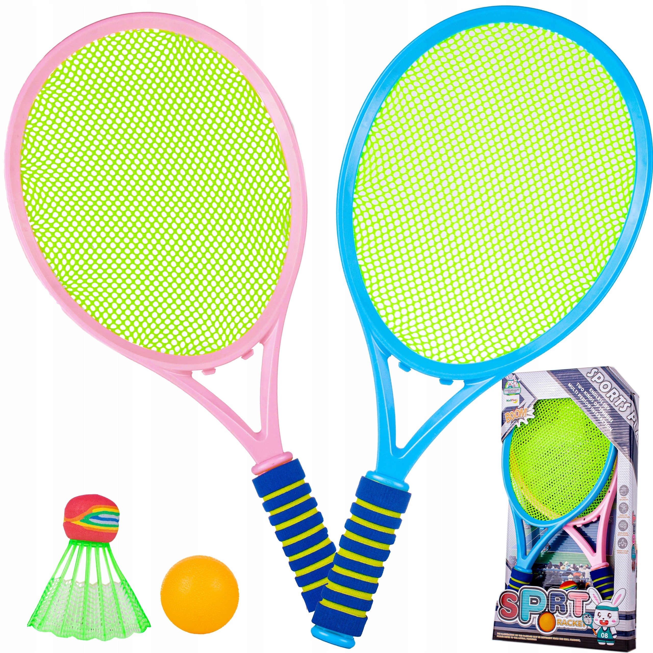 BADMINTON TENNIS SET RACKETS SHUTTLECOCK BEACH BALL FOR KIDS