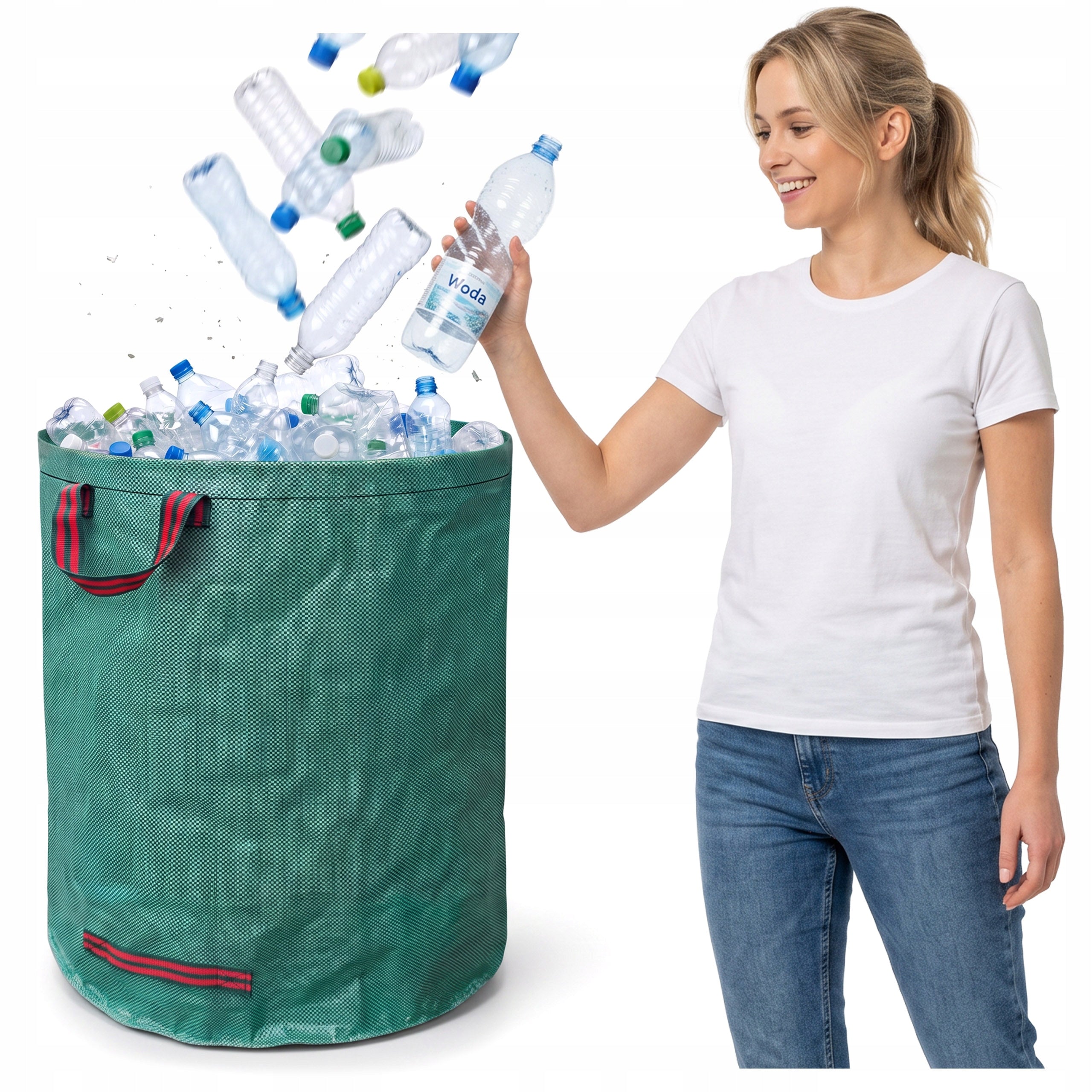 BAG BOTTLE BASKET PLASTIC RETURNABLE DEPOSIT CANS WITH HANDLES