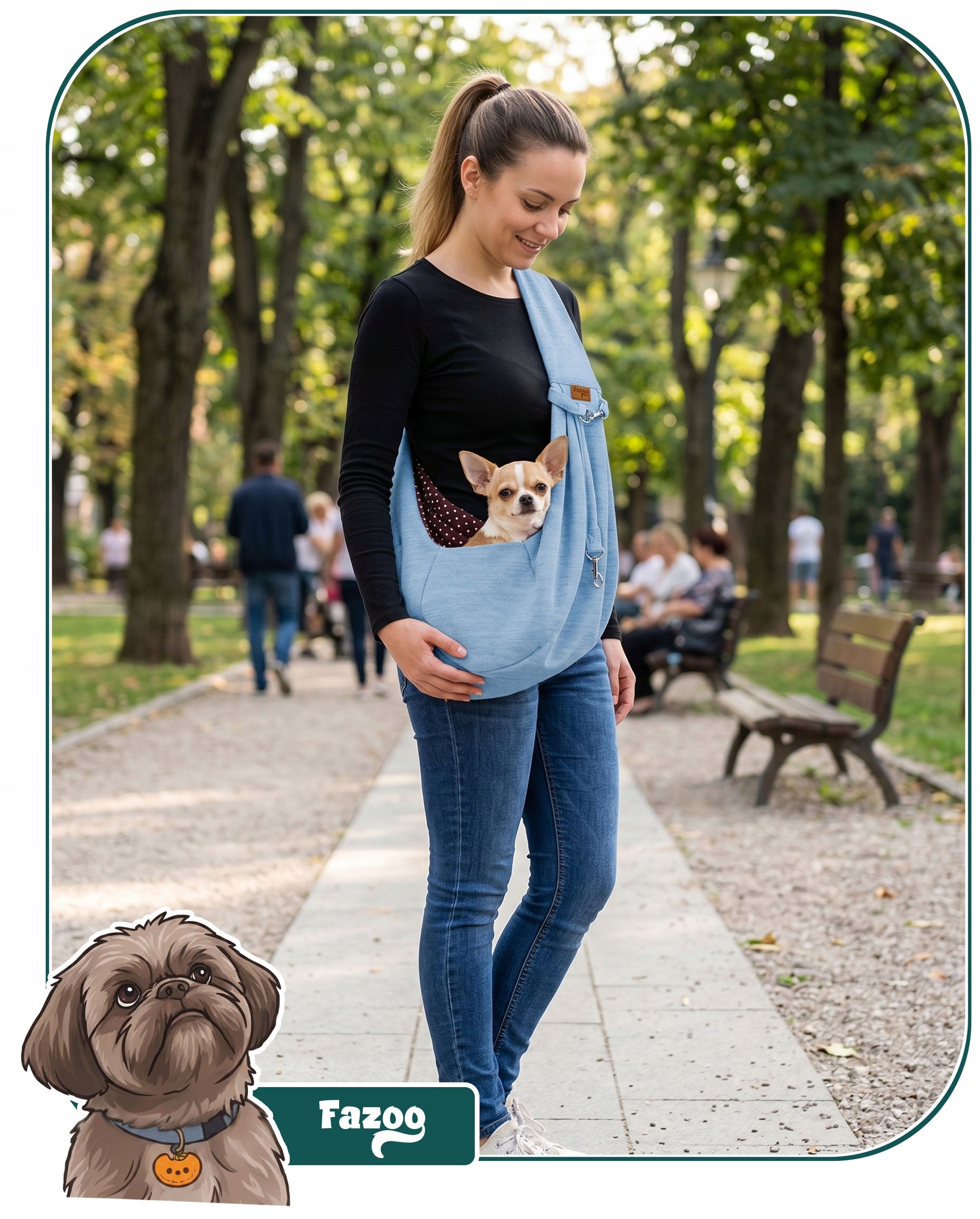 BAG CARRIER for Dog Cat Rabbit Shoulder Transporter Kangaroo Cotton XL Brand Fazoo