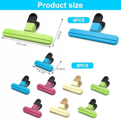 BAG CLIPS SET OF 12 PCS 2 SIZES COLORFUL FOOD FOR HOME Manufacturer code Bez marki