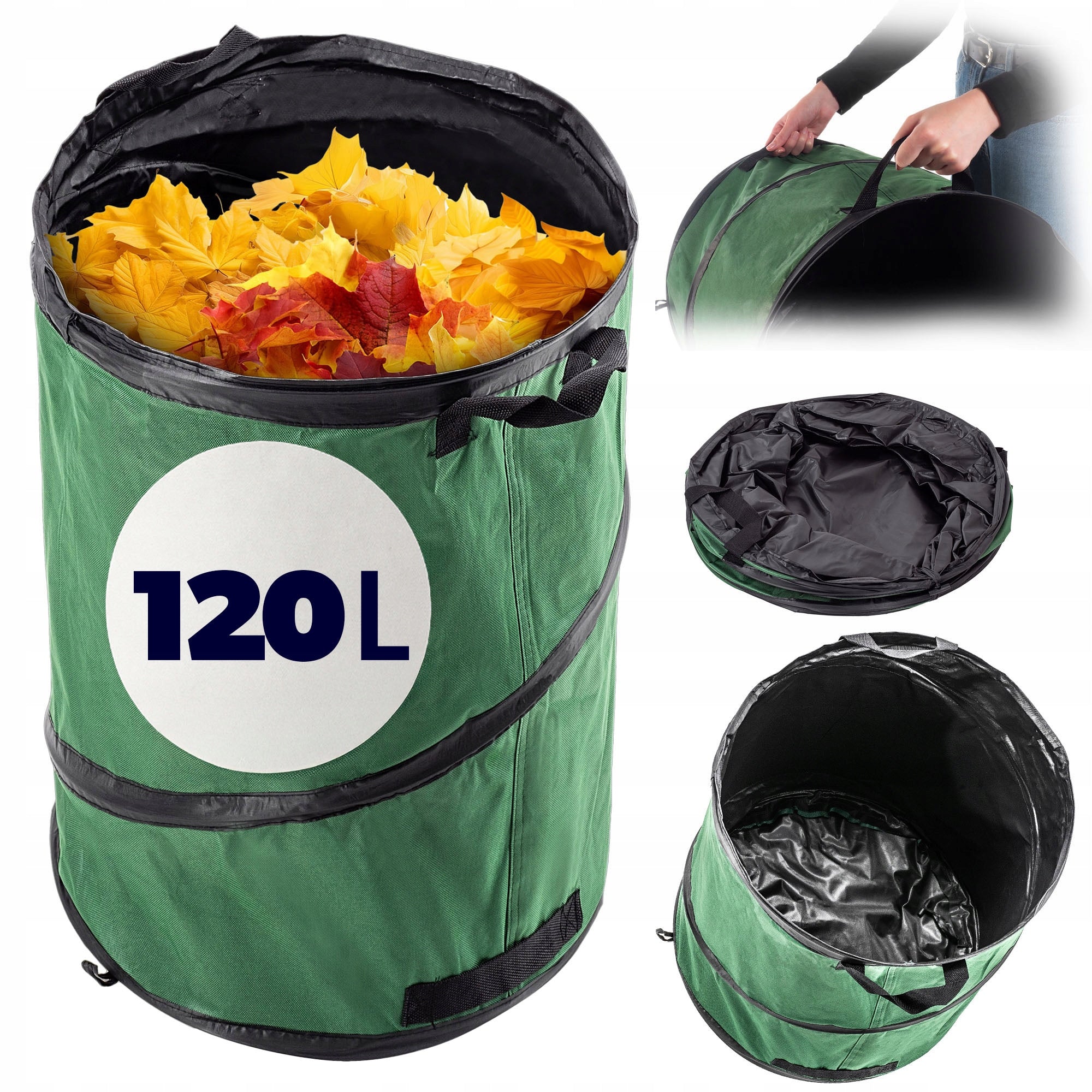 BAG ON THE LIST GARDEN BASKET WASTE GRASS FOLDING STRONG WITH HANDLES 120 L