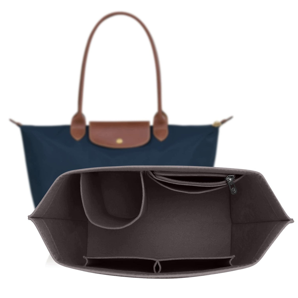 BAG ORGANIZER LONGCHAMP LE PLIAGE FELT DARK GREY SIZE M