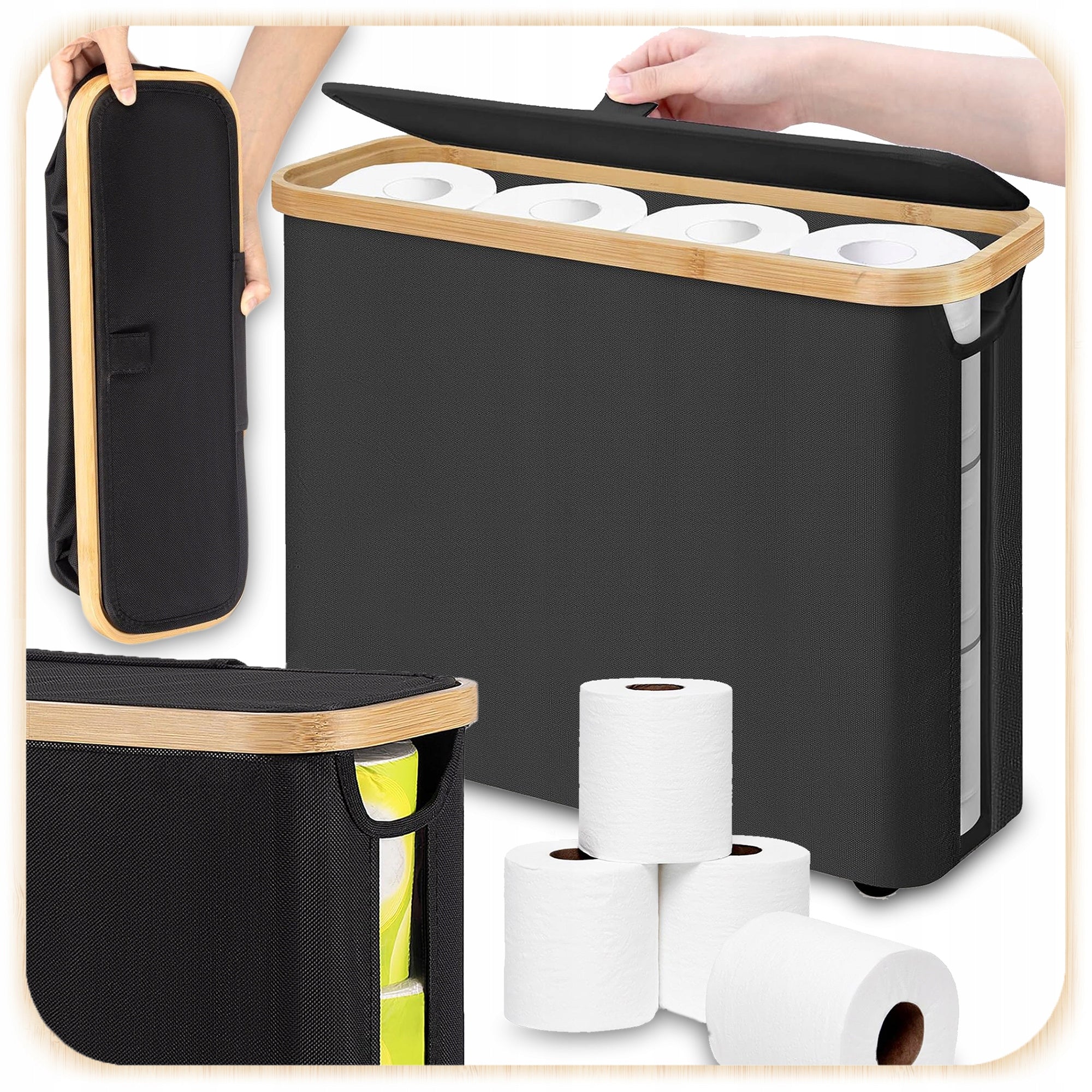 BAG STIFFENED ROOMY LARGE FOLDING FOR BATHROOM TOILET PAPER Packaging status original