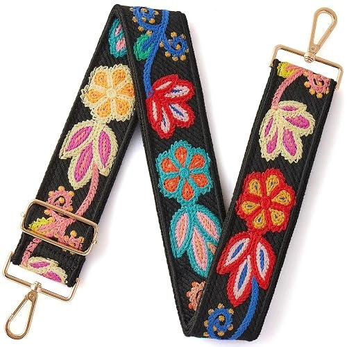 BAG STRAP ADJUSTABLE FLORAL EMBROIDERY CANVAS FOR WOMEN HOME Brand no brand