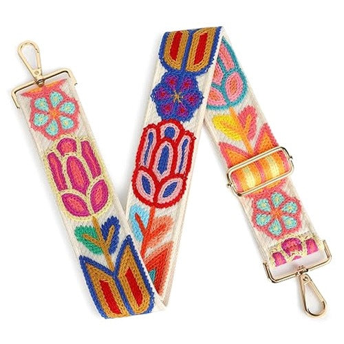 BAG STRAP ADJUSTABLE FLORAL EMBROIDERY CANVAS FOR WOMEN HOME
