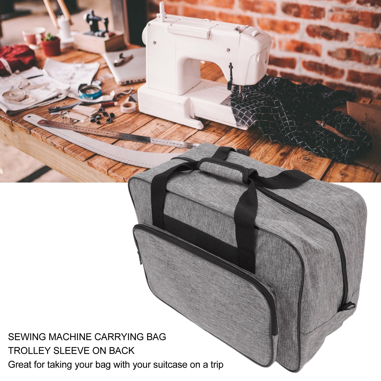 BAG SUITCASE CASE COVER 46X32 GREY UNIVERSAL FOR SEWING MACHINE Dominant color gray