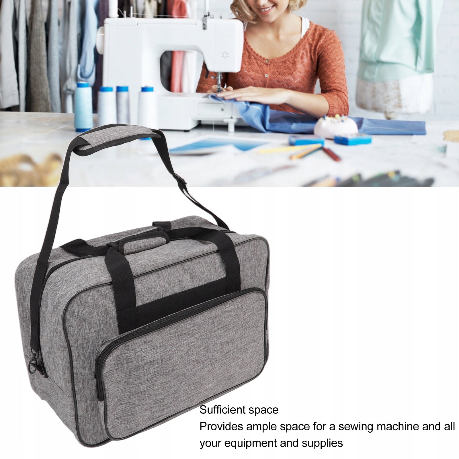 BAG SUITCASE CASE COVER 46X32 GREY UNIVERSAL FOR SEWING MACHINE Kind other