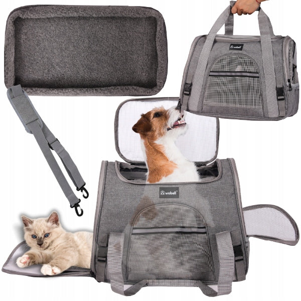 BAG TRANSPORTER CAT DOG TRUNK OPENING SIDES TOP WITH MAT Brand Wobell