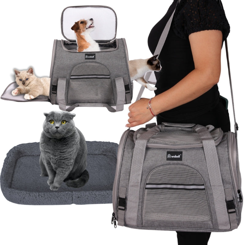 BAG TRANSPORTER CAT DOG TRUNK OPENING SIDES TOP WITH MAT Kind carrier