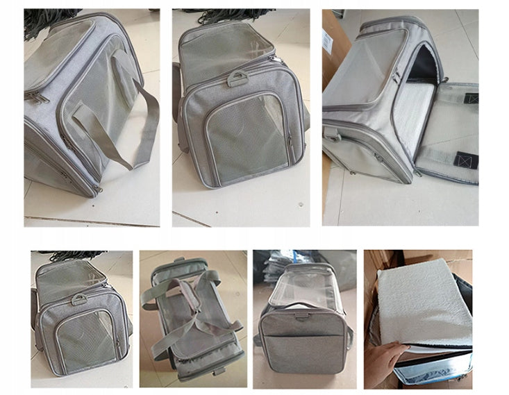 BAG TRANSPORTER FOR ANIMALS 45x30x30cm GREY Build type for carrying on the shoulder for hand carrying top opening front or side opening locked