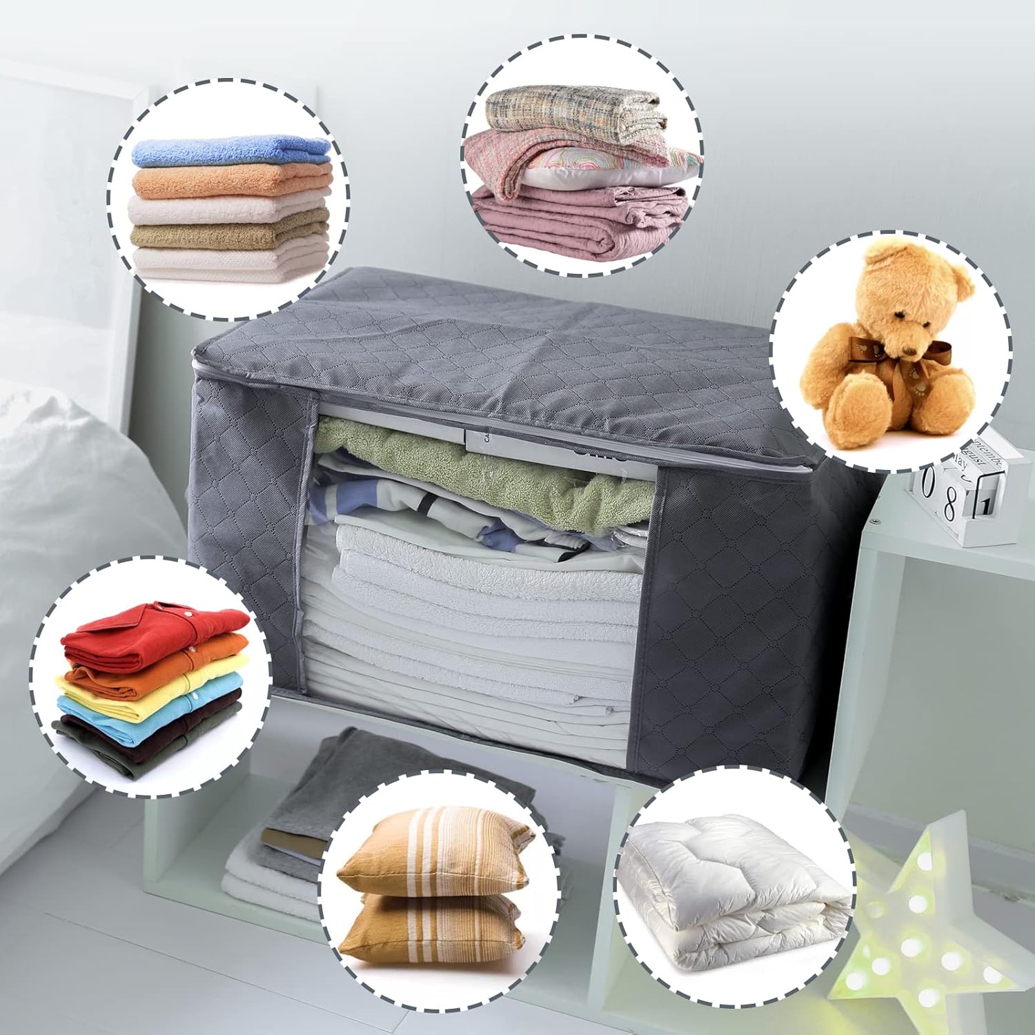 BAG WARDROBE ORGANIZER Withosent for clothes Container 90 L 5 pcs Grey Number of pieces 5 pcs
