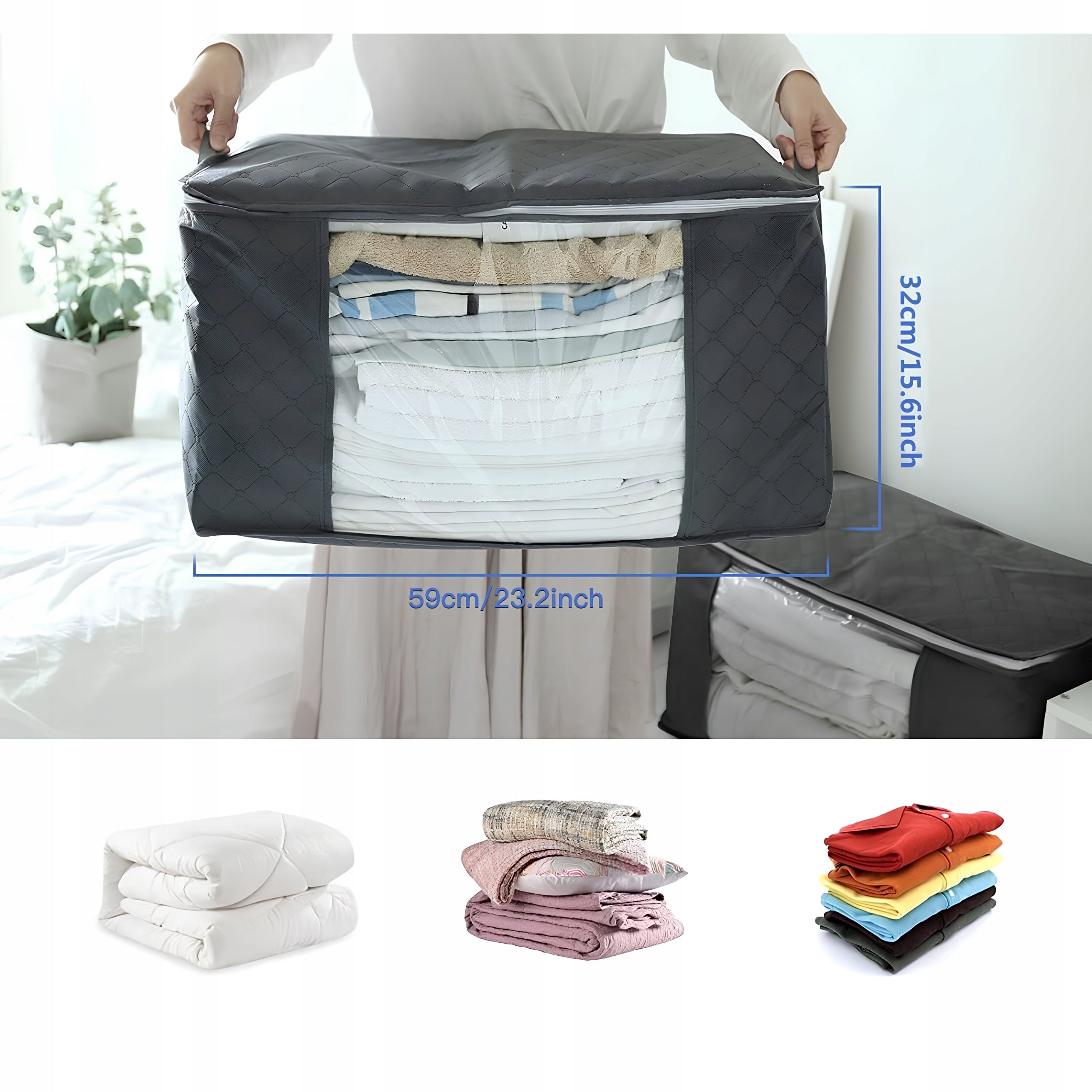 BAG WARDROBE ORGANIZER Withosent for clothes Container 90 L 5 pcs Grey Packaging status original