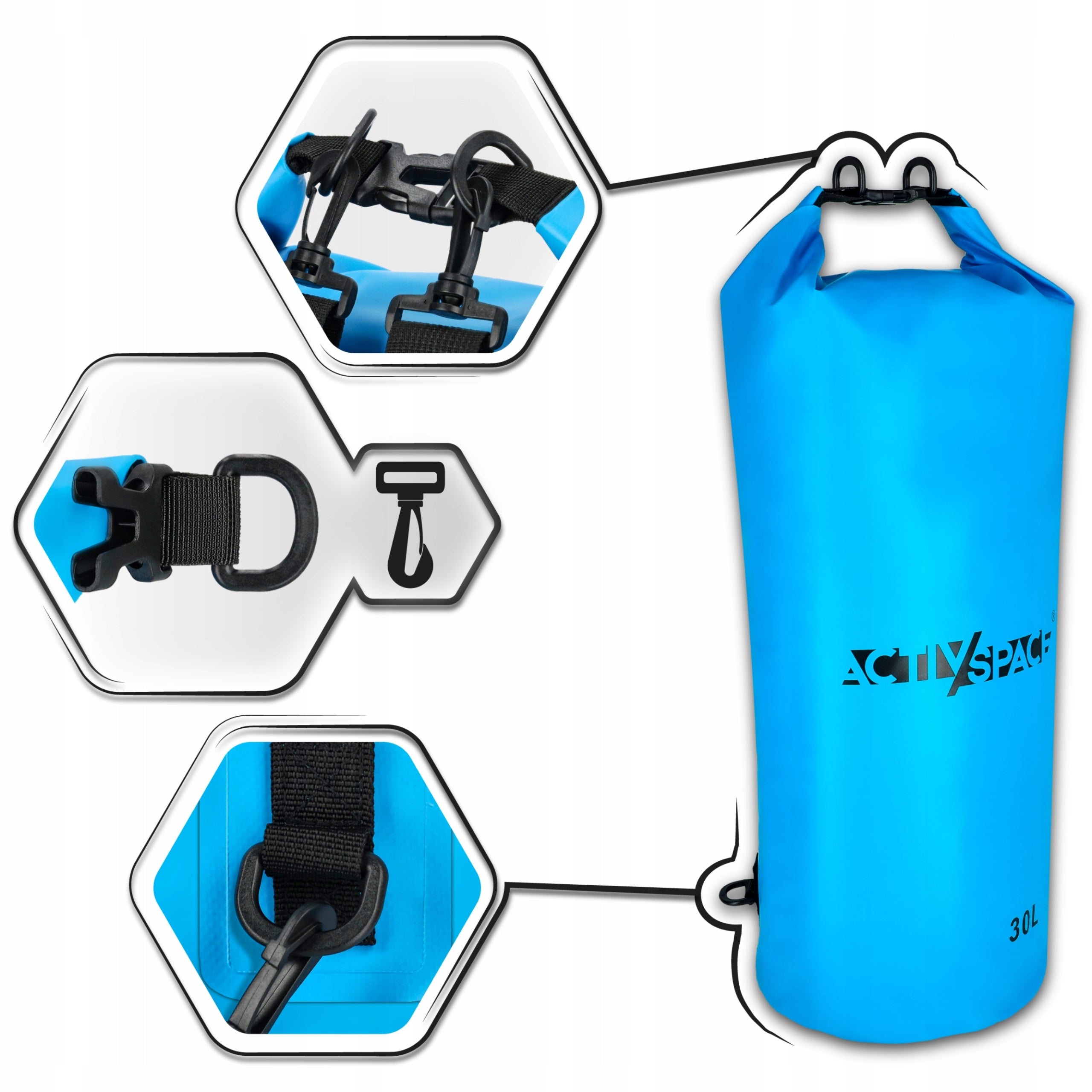 BAG WATERPROOF SAILING LARGE 30L FOR KAYAK ROOMY BACKPACK Model Worek wodoodporny plecak żeglarski duży dry bag 30