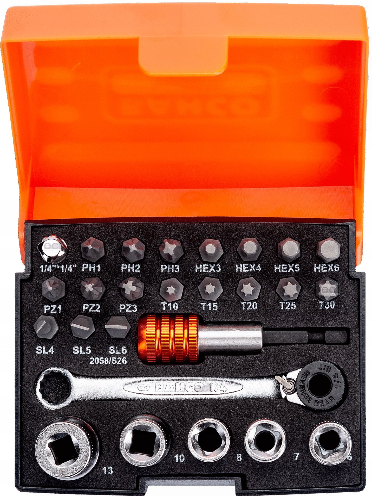 BAHCO Bit set + 1/4'' 26 el. sockets set