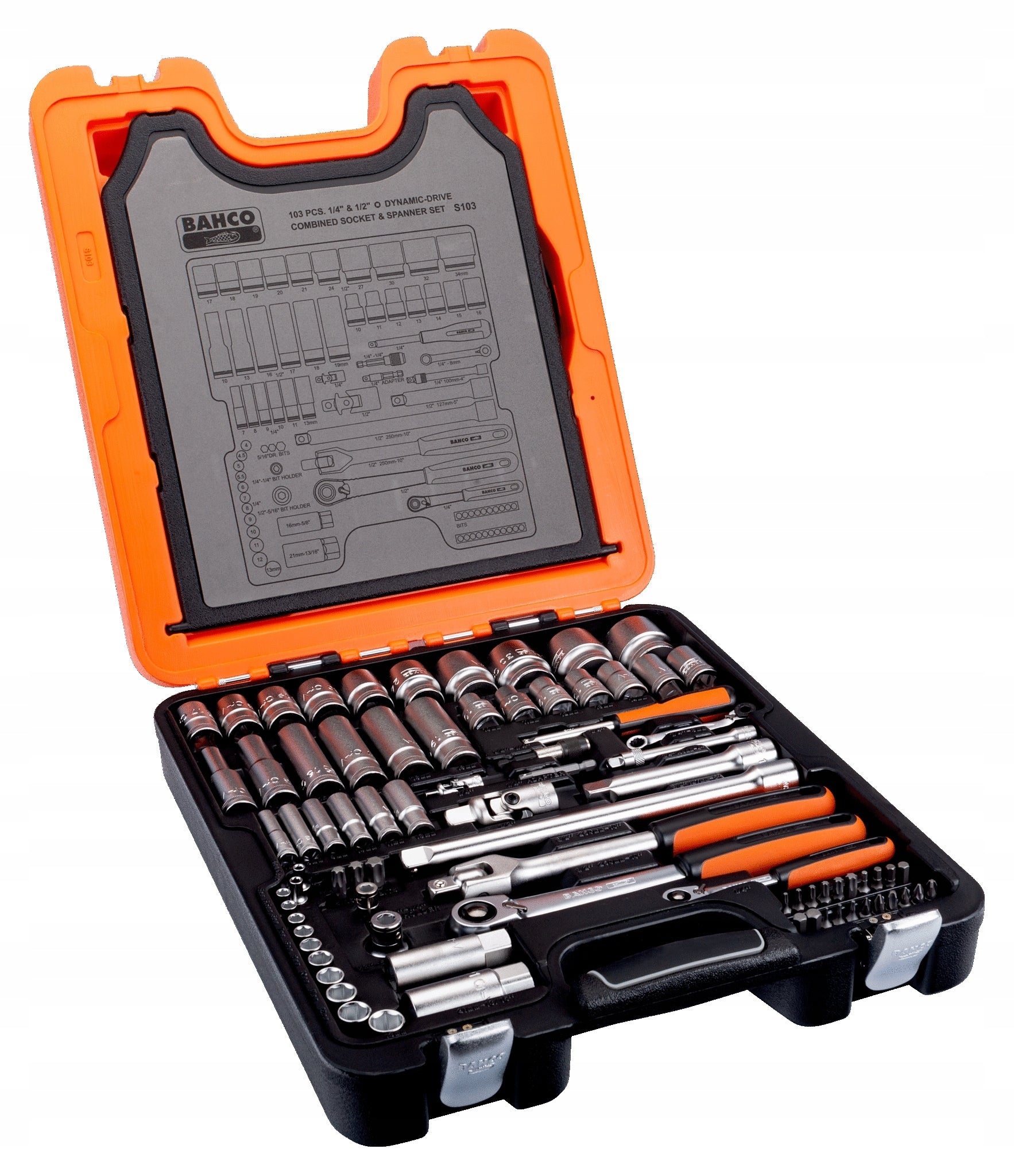 BAHCO S103 SET OF 1/4'' AND 1/2'' TOOLS + KEYS 103 elements Brand Bahco