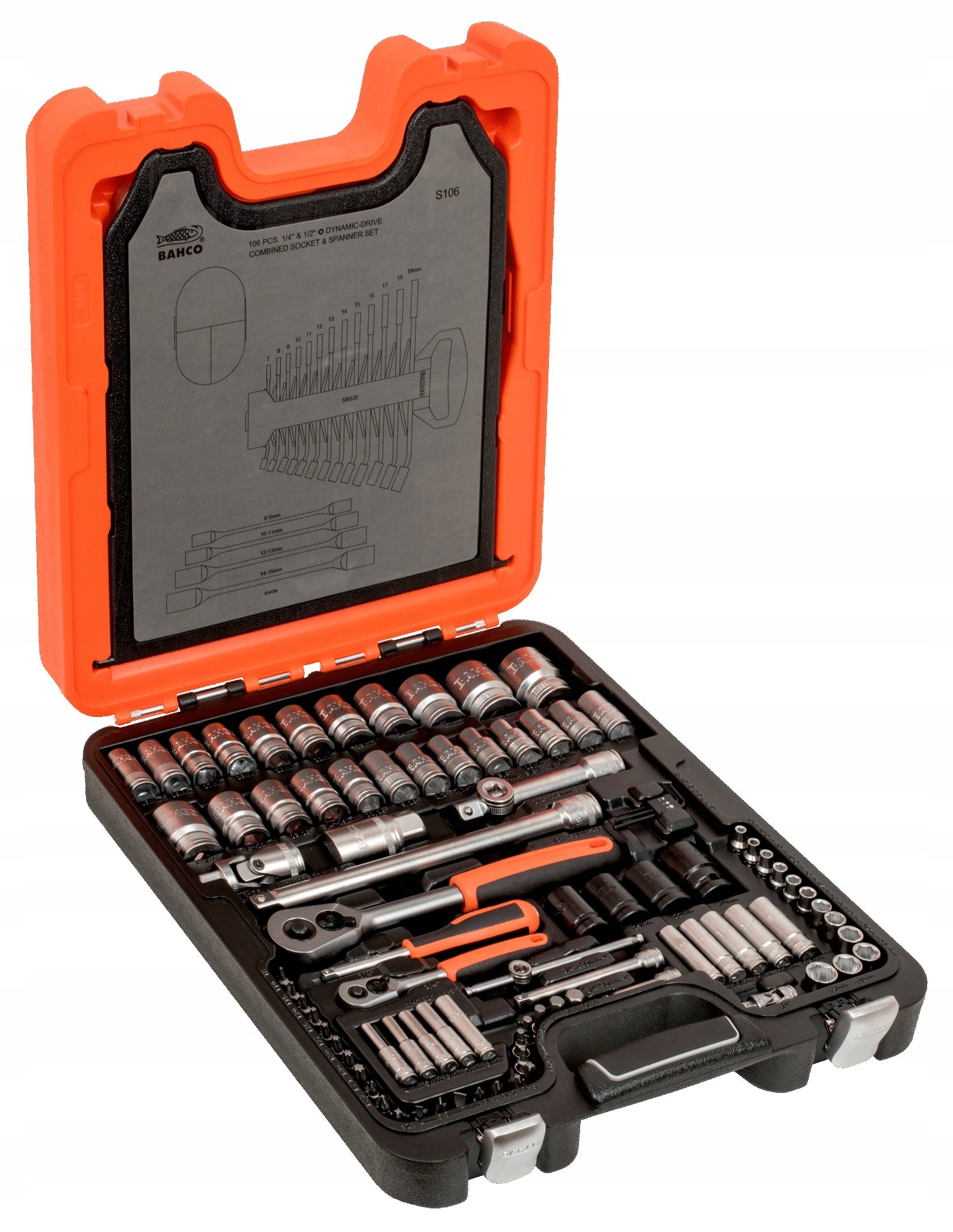 BAHCO S106 TOOL SET 106 pcs 1/4'' and 1/2'' Packaging status original