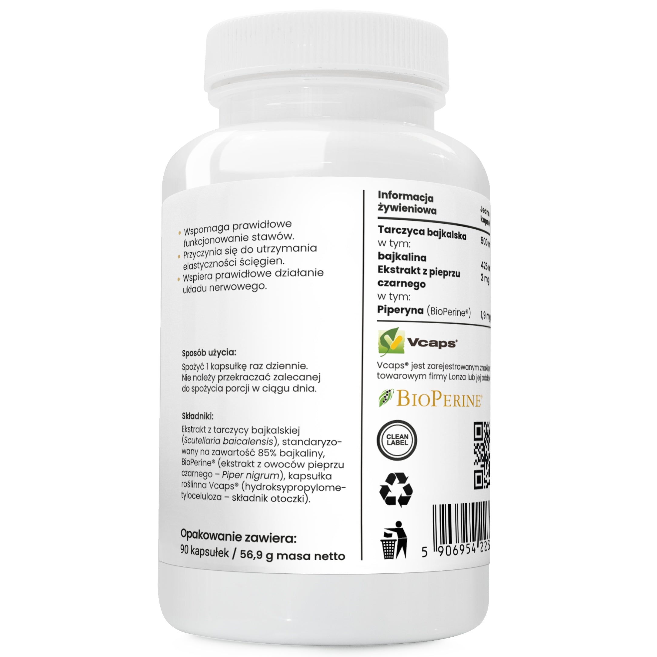 BAIKAL THYROID 500 mg + PIPERINE Baikalin Calm Heart Joints 90 kap Form capsules