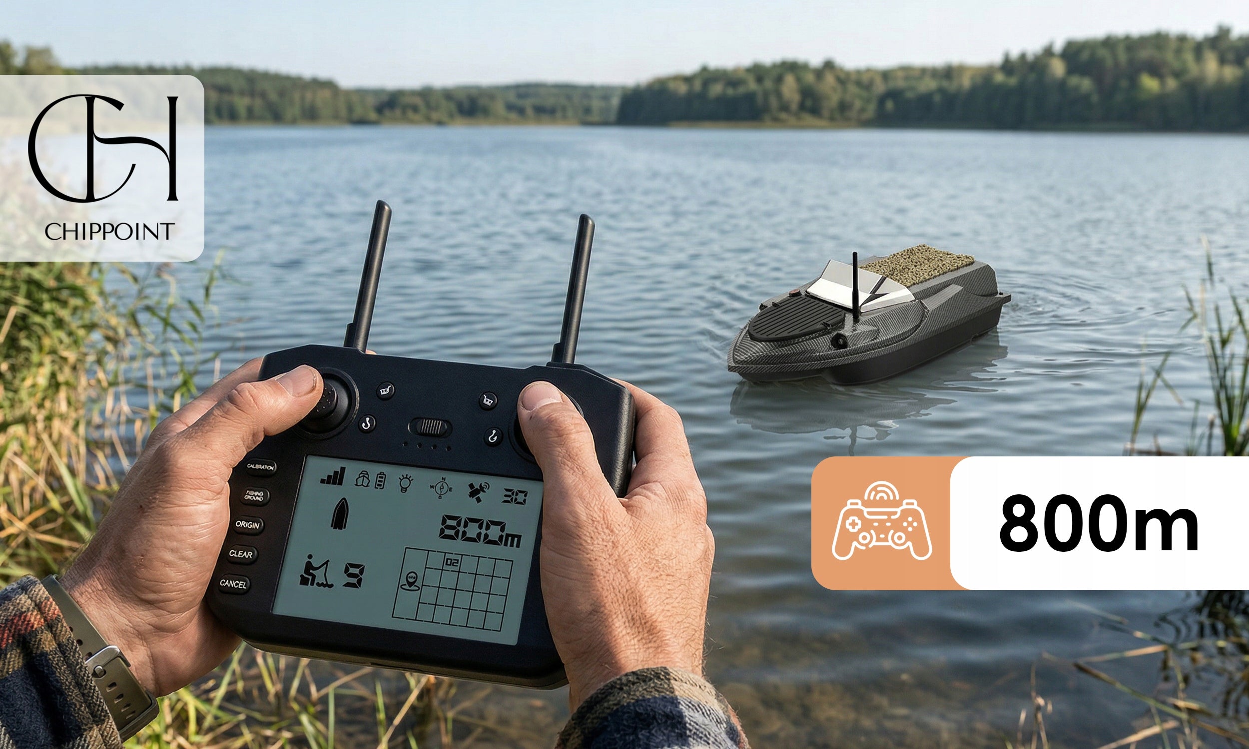 BAIT BOAT FLYTEC SONAR 800m V080 GPS 20000mAh 15km/ h PLUS BAG Turn radius 1 m