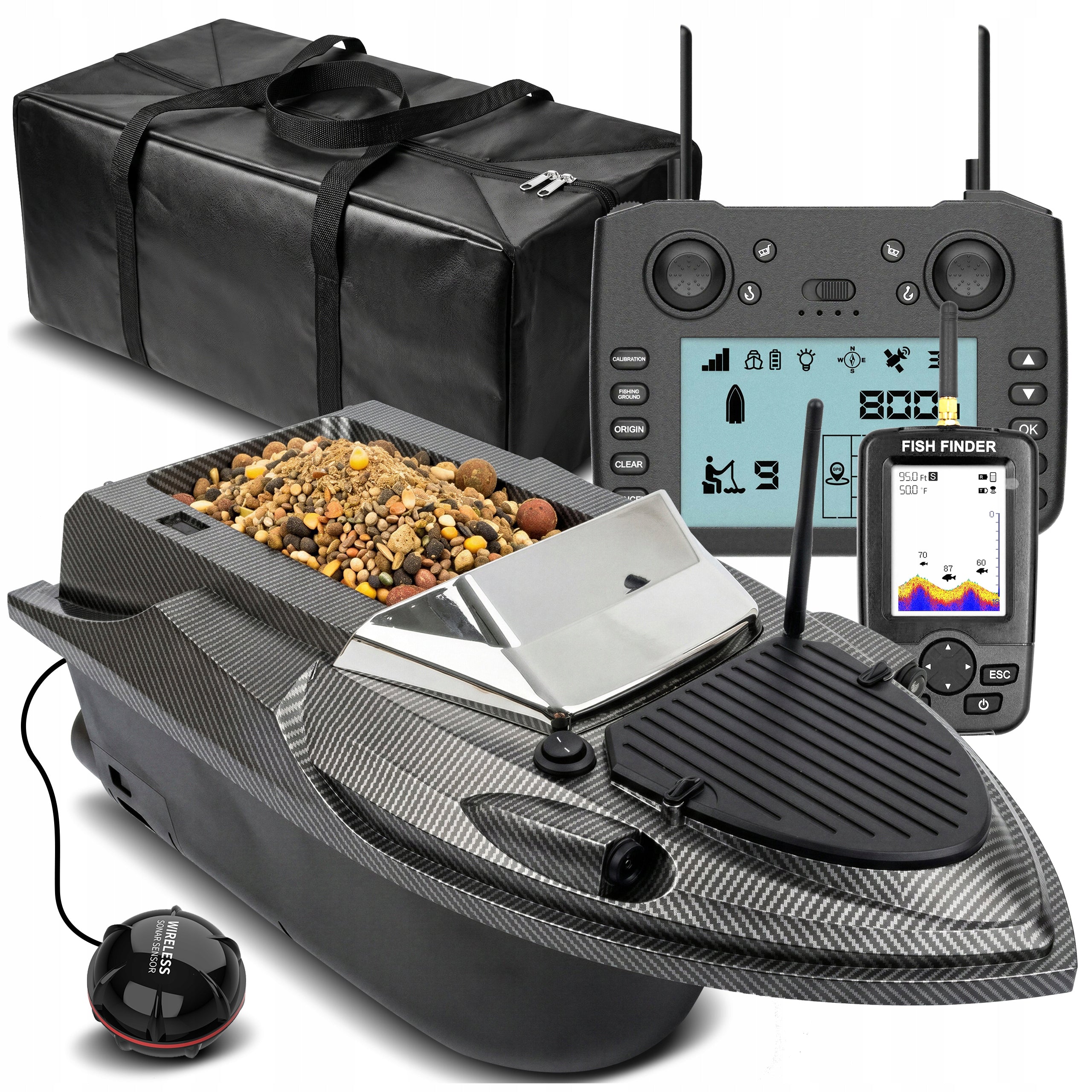 BAIT BOAT FLYTEC SONAR 800m V080 GPS 20000mAh 15km/ h PLUS BAG