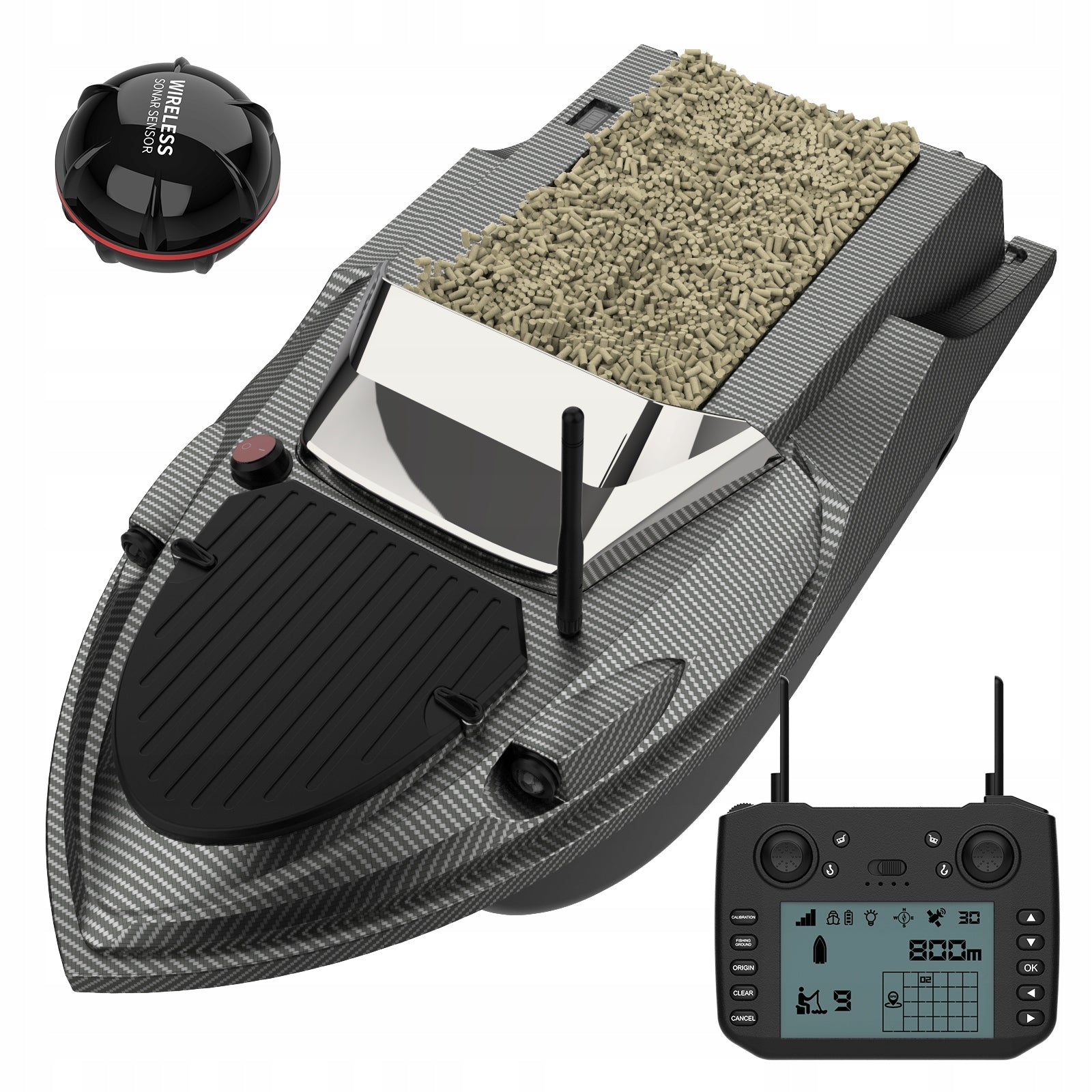 BAIT BOAT FLYTEC V080 GPS 2 X BATTERY 20000mah - SONAR, BAG Manufacturer code V080 2aku echo