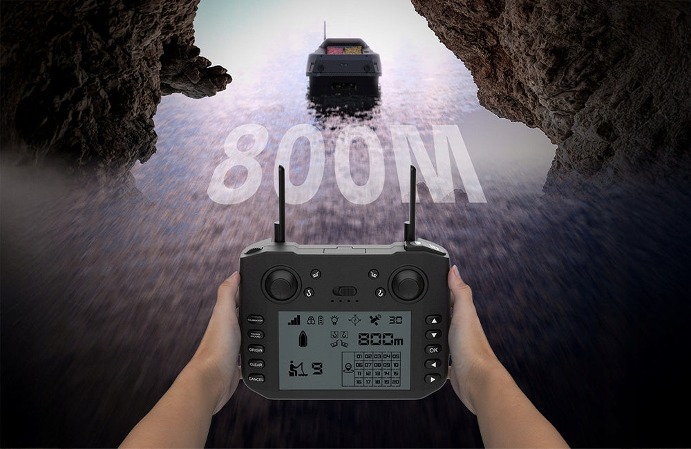 BAIT BOAT FLYTEC V080 GPS, BATTERY 20000mah - SOUNDER, BAG 15km/h Range 800 m