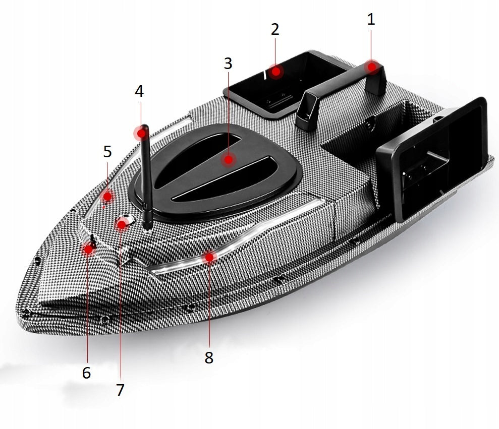 BAIT BOAT FLYTEC V900 GPS 2 TANKS 500m, BATTERY 12000mAh, LED Lighting front
