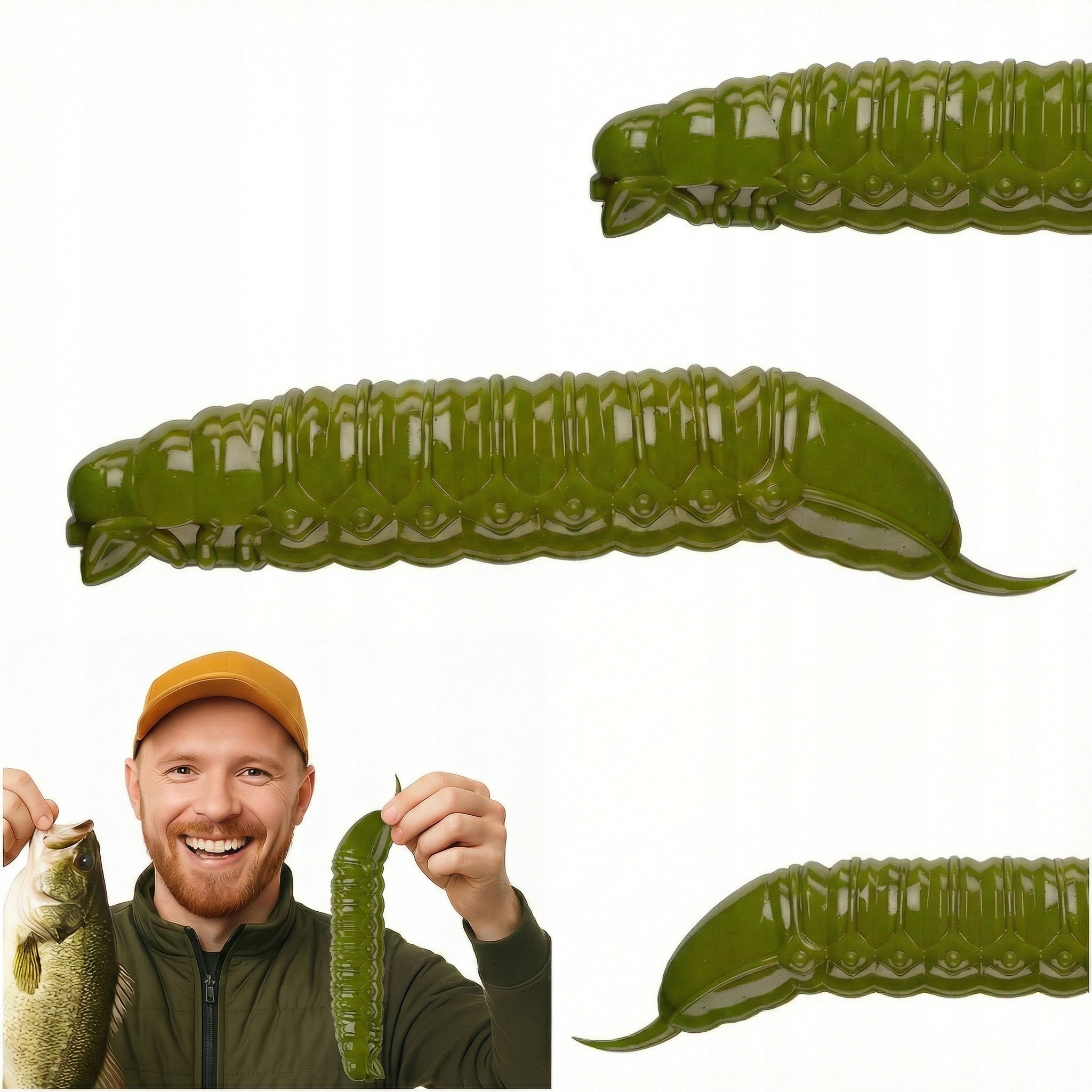 BAIT WORM RUBBER LIBRA LURES GOLIATH 45MM 031 OLIVE CHEESE 8 PIECES