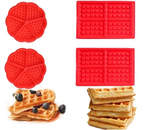 BAKING MOLDS SILICONE WAFER COOKIES 4 PIECES RED Silicone Brand no brand