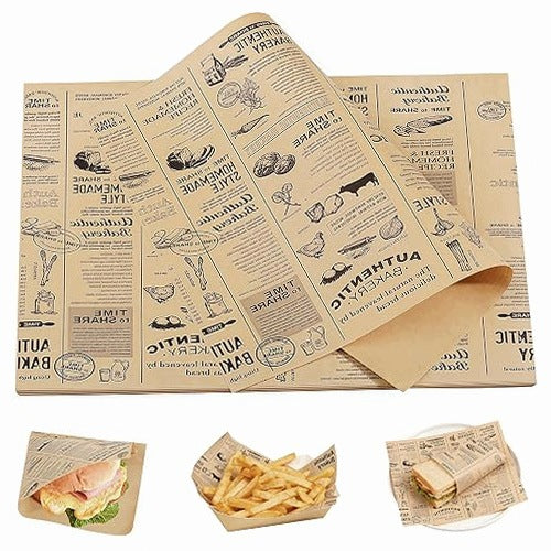 BAKING PAPER WAXED PACKAGING 100 SHEETS VINTAGE RETRO