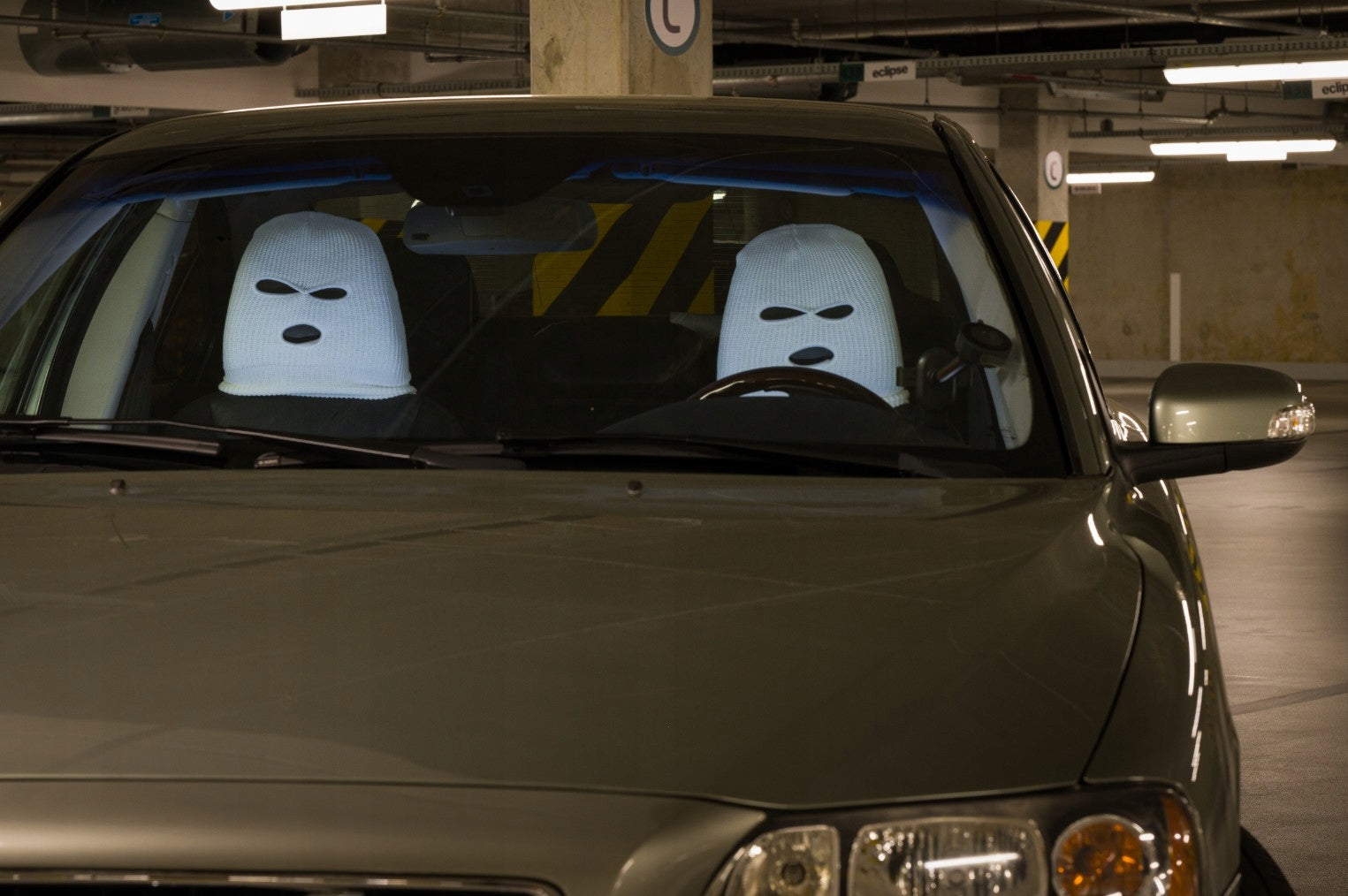BALACLAVAS FOR CAR HEADRESTS 2PCS GIFT FOR DRIVER HIS COVERS Manufacturer code prezent dla kierowcy kominiarka biała