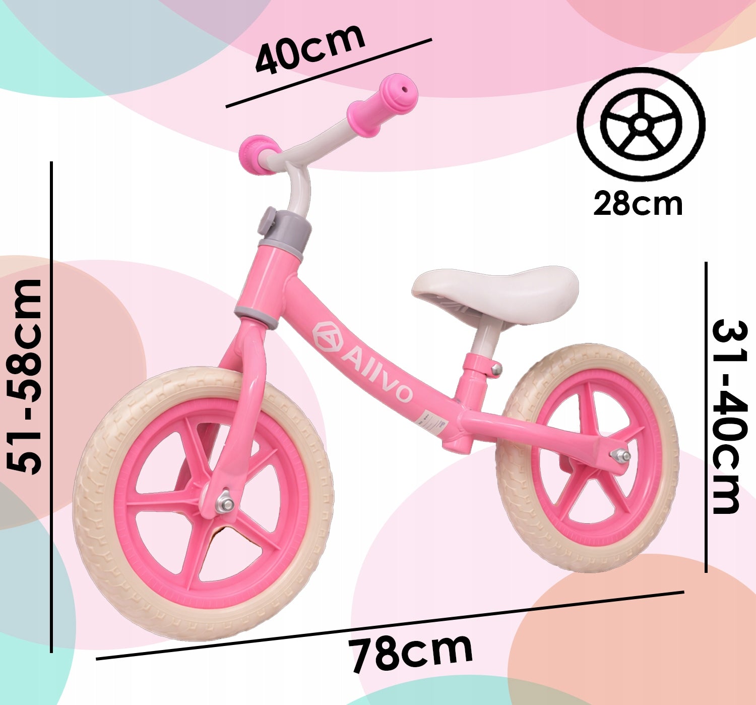 BALANCE BIKE CHILDREN'S BIKE LIGHTWEIGHT ADJUSTABLE HANDLEBAR AND SADDLE Brand Allvo