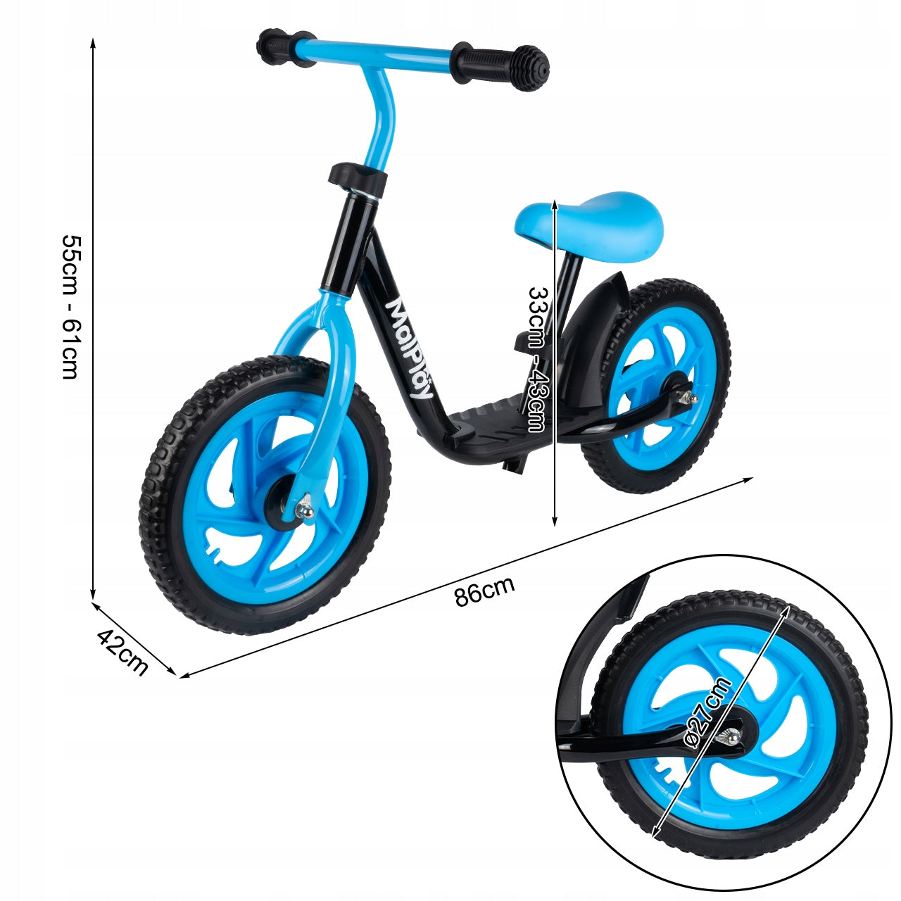 BALANCE BIKE CHILDREN'S BIKE LIGHTWEIGHT ADJUSTABLE STURDY PLATFORM Packaging status original