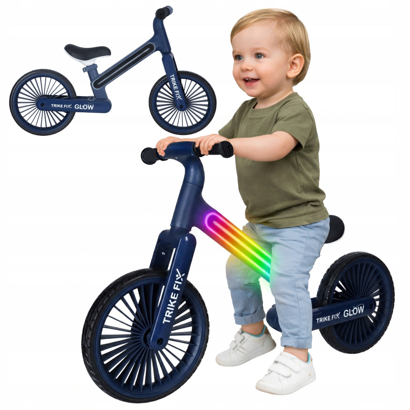 BALANCE BIKE FOR BABY BOY ADJUSTABLE FRAME LED BIKE 2 3 4 YEAR OLD