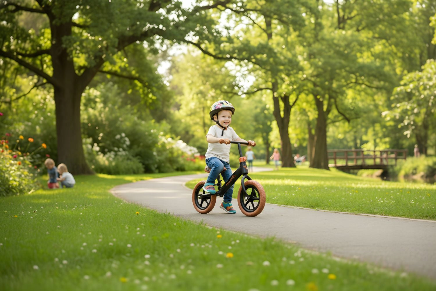 BALANCE BIKE FOR BOY CHILDREN'S BIKE RIDING LIGHT 1,8KG + HELMET Color brown black