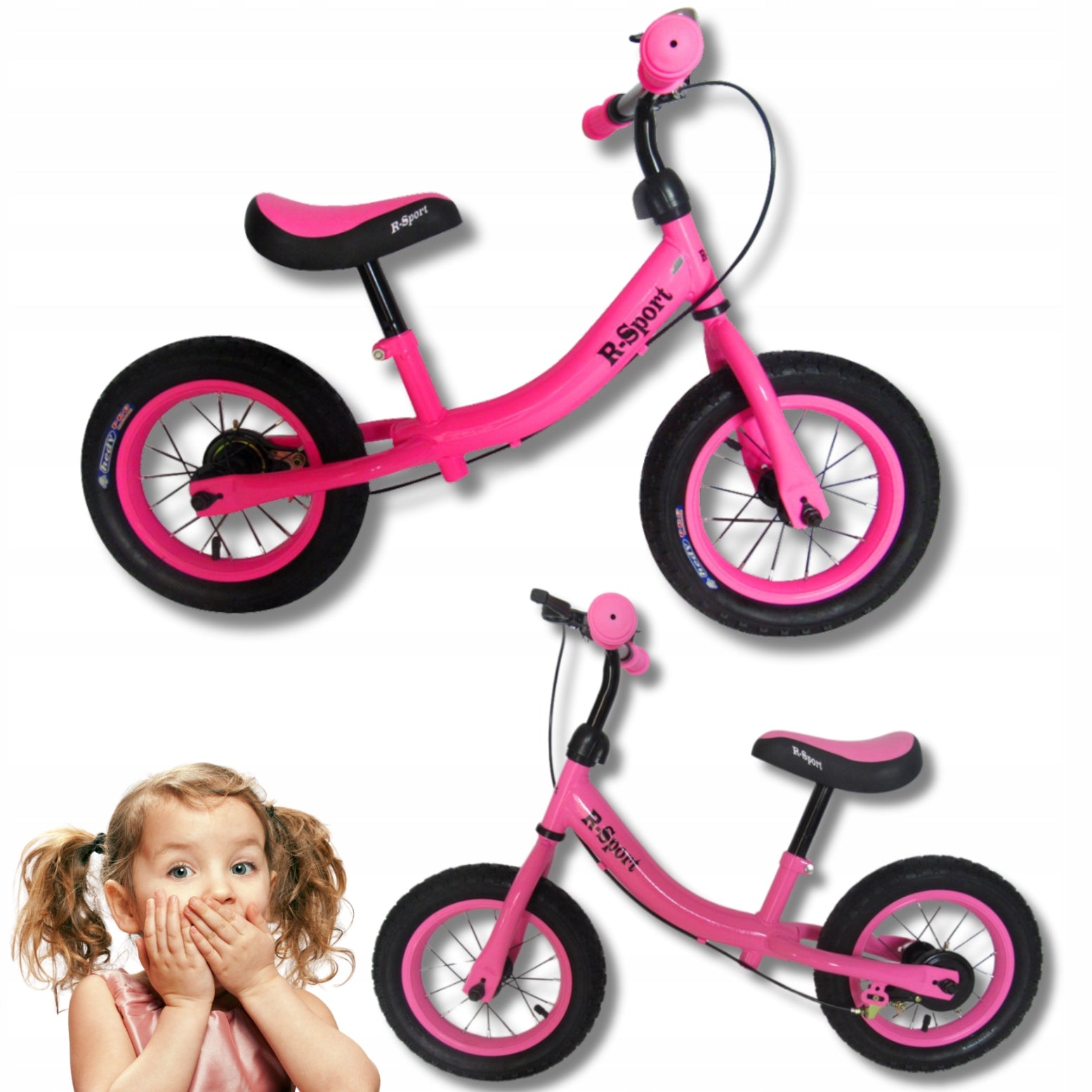 BALANCE BIKE FOR GIRLS CHILDREN 3 YEARS OLD PINK WITH BRAKE Packaging status original