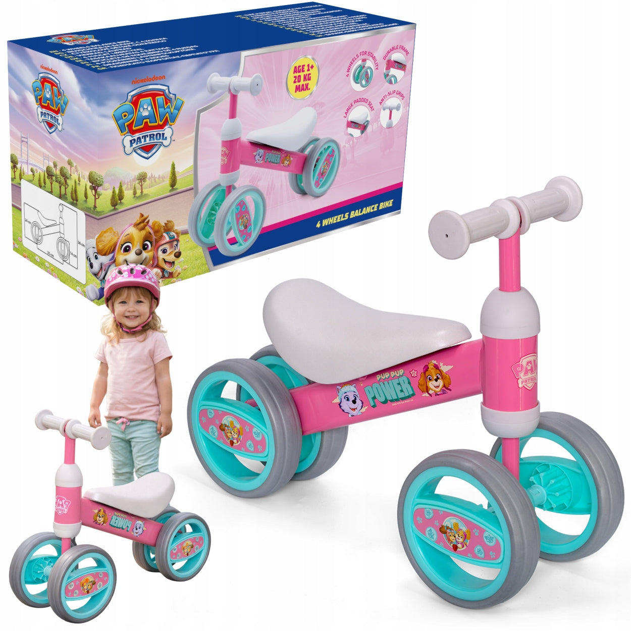 BALANCE BIKE PSI PATROL SKYE 4-Wheel STABLE CHILDREN'S